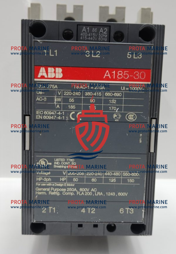 ABB A185-30 Contactor 275A for Marine Motor Control and Power Distribution - Image 2