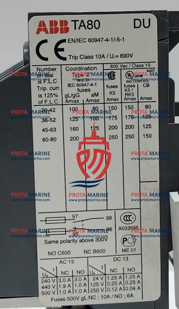 ABB TA80 DU Thermal Overload Relay | Marine Motor Protection Relay - Image 3
